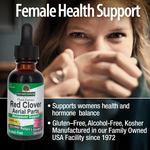 Nature'S Answer Red Clover Extract 1 Ounce - Alcohol Women Wellness Female Support Supplement with Daily Sevrings Extract Kosher Gluten Made in USA