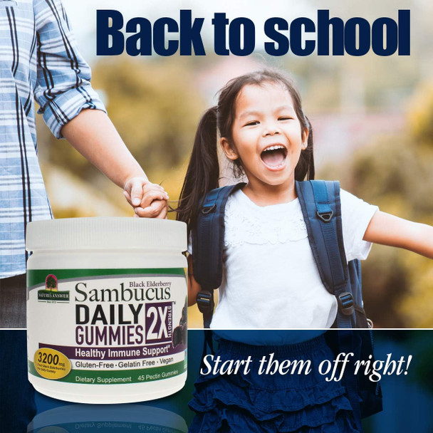 Nature'S Answer Sambucus Daily Gummies | 2X More Elderberry 3200 mg Concentration | Alcohol- Gluten- Gelatin- Vegan Non-GMO & No Preservatives | (45 Count (Pack of 1)