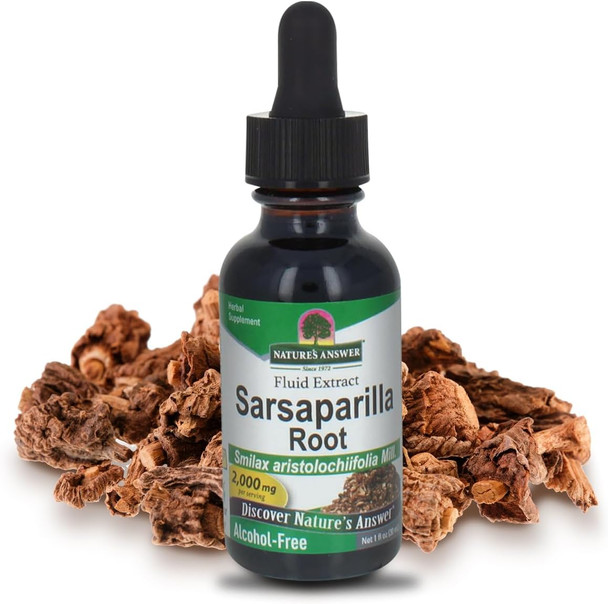 Nature'S Answer Sarsaparilla Root Organic 1 Ounce Extract - Supports Liver Function Detoxification Cleanse Support - Parasite Cleanse - Alcohol Gluten Kosher Made in USA