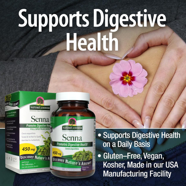Nature'S Answer Senna Leaf | Dietary Supplement | Promotes Digestive Health | Vegan Gluten- & Kosher | Vegetarian Capsules 90ct