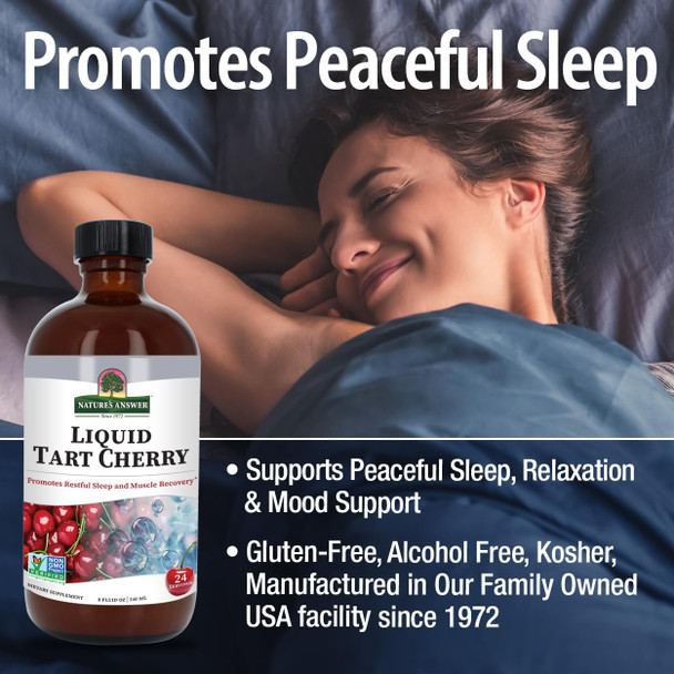Nature'S Answer Tart Cherry 8 Ounce Liquid | Promotes Recovery & Sleep | Rich in Anthocyanins | Non GMO | Gluten | Vegan