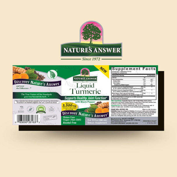 Nature'S Answer Turmeric Liquid 16 Ounce | 3500 mg | Supports Inflammatory Response | Joint Support Relief | Gluten | Non GMO