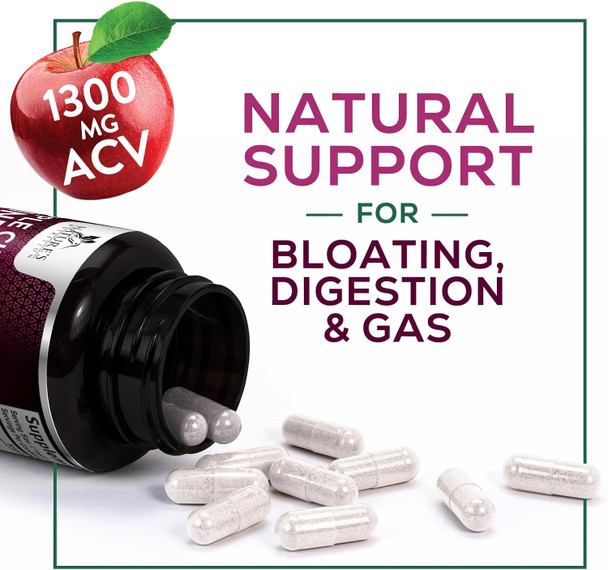 Nature'S Nutrition Apple Cider Vinegar Capsules for Detox & Cleanse - 1877mg per Serving - ACV Pills with Digestion Gut Health & Natural Weight Support - Extra Strength - Non-GMO Supplement - 60 Vegetarian Capsules