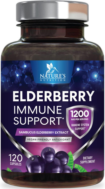 Nature'S Nutrition Elderberry Immune Support 10:1 Extract Capsule - Daily Immune Support Supplement for Adults Natural Sambucus Black Elderberry Antioxidant Vegan Vitamin Sugar & Gluten Non-GMO - 120 Capsules Nature'S Nutrition Elderberry Immune Support 10:1 Extract Capsule - Daily Immune Support Supplement for Adults Natural Sambucus Black Elderberry Antioxidant Vegan Vitamin Sugar & Gluten Non-GMO - 120 Capsules