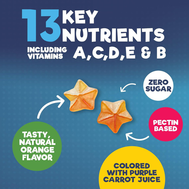 Nature'S Nutrition Vitamins for Kids Multivitamin Gummy Childrens Vitamins Sugar- Overall Health & Immune Support Vitamin C B6 B12 D3 & Zinc Chewable Kids Multi Supplement Orange Flavor Non-GMO - 60 Gummies