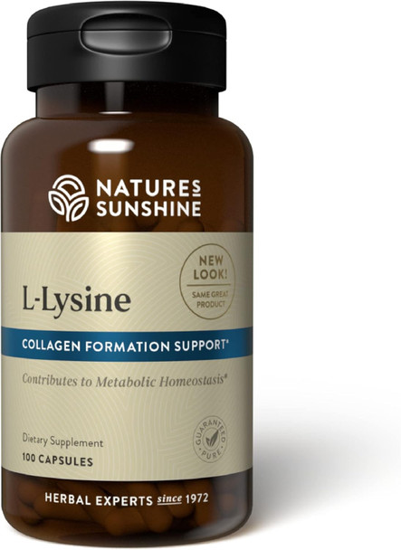 Nature'S Sunshine L-Lysine 100 Capsules | Essential Amino Acids Capsules with 474 mg of L-Lysine Hydrochloride to Help Your Body Control the Acid and Alkaline Balance
