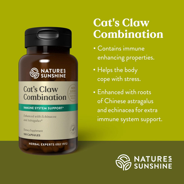 Nature'S Sunshine Una de Gato (Cats Claw) 100 Capsules | Supports the Immune System and Provides Natural Herbs to Help the Digestive Tract