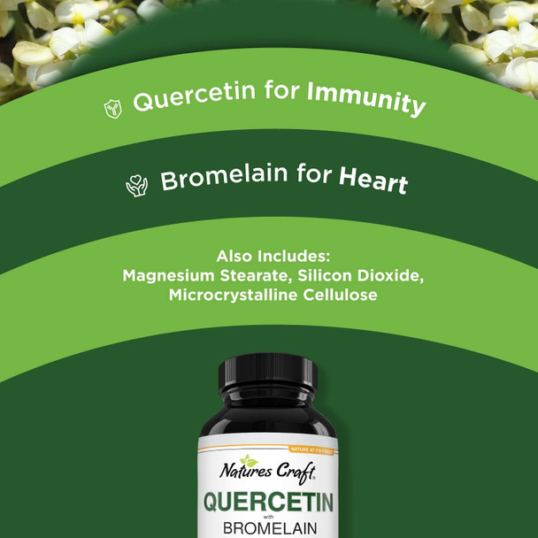 Natures Craft Bundle of D-Mannose 1000mg Capsules for Urinary Health for UTI Prevention for Women and Men and High Strength Quercetin with Bromelain for Lung & Immune Support with Potent Antioxidants