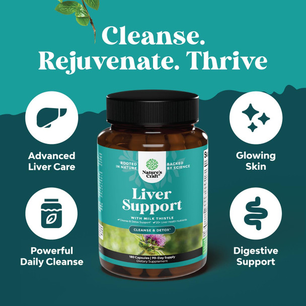 Natures Craft Bundle of Liver Cleanse and Detox & Repair Formula - Herbal Liver Support Supplement and Kidney Support Cranberry Supplement for Women and Men for Kidney and Bladder Health