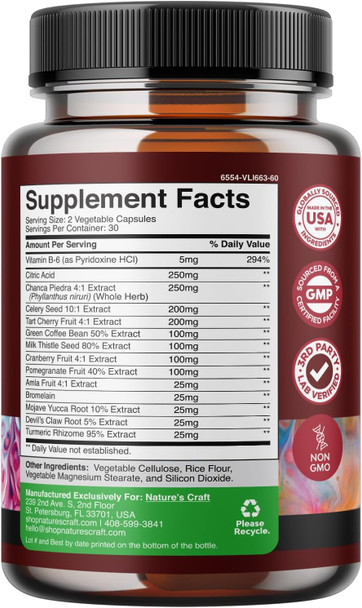 Natures Craft Bundle of Liver Cleanse and Detox & Repair Formula - Herbal Liver Support Supplement and Vegan Uric Acid Cleanse and Detox - Daily Kidney Cleanse and Uric Acid Support for Adults