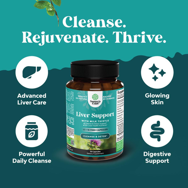 Natures Craft Bundle of Liver Cleanse Detox & Repair Formula and NAC Supplement N-Acetyl Cysteine 600mg - Herbal Liver Support Supplement with Milk Thistle - High Absorption NAC 600 mg Capsules Glutathione