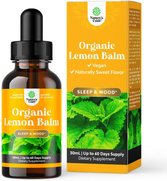 Natures Craft Lemon Balm Extract for Immune Support - Organic Lemon Balm Tincture for Mood Support and Digestive Health for Adults and Kids Vegan Non-GMO Lemon Balm Oil for Enhanced Relaxation and Concentration
