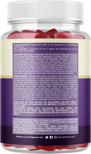 Natures Craft Melatonina Natural 5mg – Gomitas de Melatonina Libre de Gelatina de 5 mg Suplemento para el Sueño para Adultos – Gomitas para el sueño de Fresa para Adultos Se Duermen más Rápido con Sabores Naturales