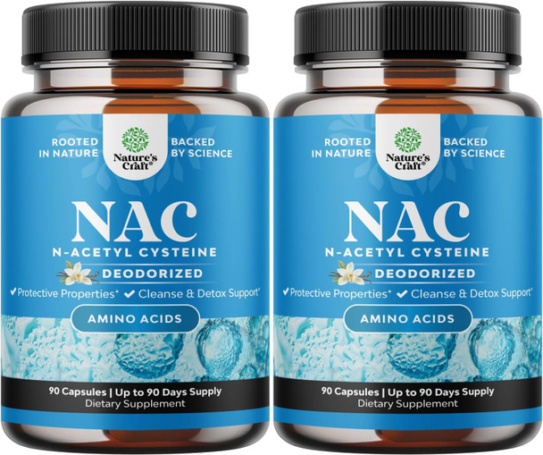 Natures Craft NAC Supplement N-Acetyl Cysteine 600mg - Vegan High Absorption NAC 600 mg Capsules - Glutathione Precursor for Liver Cleanse Detox & Repair plus Lung Health and Immunity Support (180 Servings)