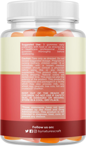 Natures Craft Tasty Prebiotic Fiber Gummies for Adults - High Fiber Supplement Gummies Vitamins for Adults with Prebiotic Soluble Chicory Root for Immunity and Digestive Support - Non GMO Vegan Halal 60 Count