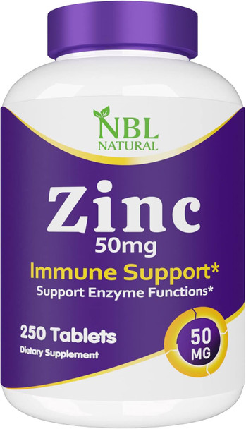 ‎Nbl Natural NBL NATURAL Zinc Gluconate 50mg Supports Wellness Immune System and Reproductive Health 250 Tablets
