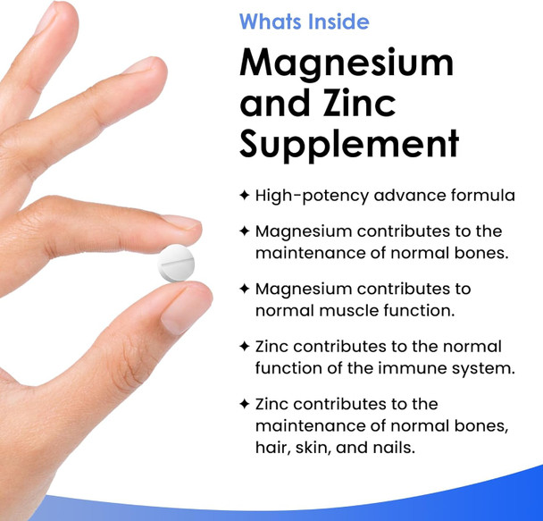 New Leaf Products Magnesium Supplements 516mg with Zinc - 120 Magnesium Tablets Supports Muscle Bone Health Tiredness - High Strength Contributes to Many Health Factors Easy to Swallow Sleep Supplement (not Capsules)