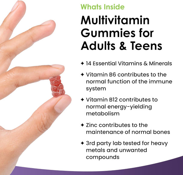 New Leaf Products Multivitamin Gummies High Strength for Men Women - Vegetarian +14 Essential Vitamins & Minerals - Gluten Non-GMO Multi Vitamins Chewable Adults Vitamin C A D E B12 B6 & Biotin Zinc & Iodine