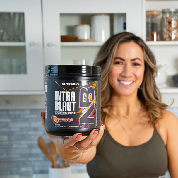 Nutrabio Intra Blast and Pre-Workout Powder - Advanced Electrolyte Performance Drink - Amino Acid Recovery EAA/BCAA Formula - Non-GMO and Gluten - Passion Fruit - 30 Servings