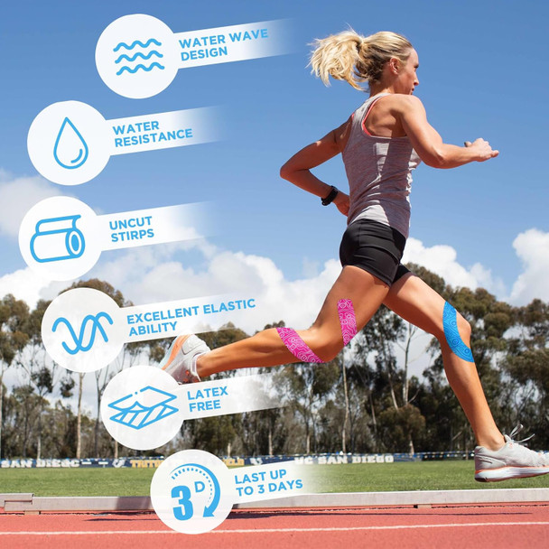 Ok Tape PRO Kinesiology Tape 2inch x Long Roll 16ft Cut Tape Elastic Athletic Tape Therapeutic Latex Black+White Ok Tape PRO Kinesiology Tape 2inch x Long Roll 16ft Cut Tape Elastic Athletic Tape Therapeutic Latex Black+White