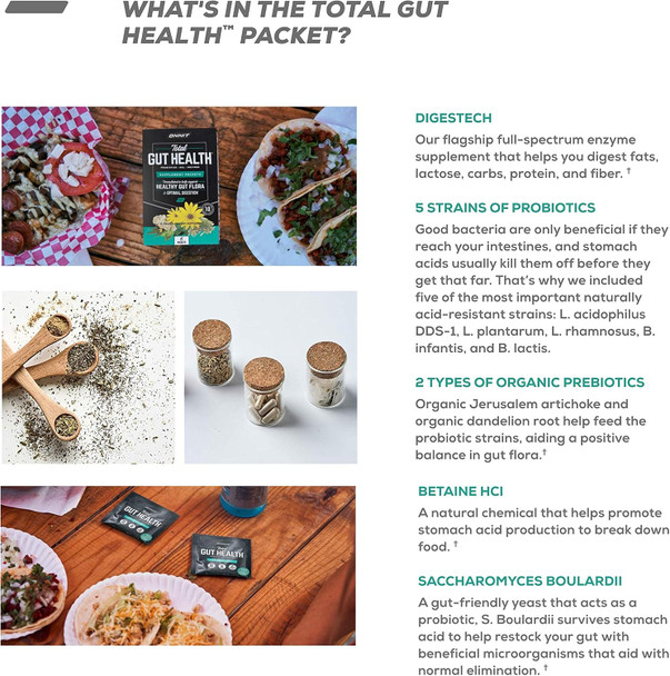 Onnit Total Gut Health - Complete Probiotics & Digestive Enzyme Supplement for Women & Men - 5 Strains of Probiotics Prebiotics Enzymes Betaine HCL - 2 Pack