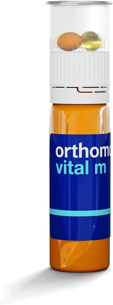 Orthomol Vital M Vial – 30-Day Men's Vitamin Supplement with A B C D E K Iodine & Omega-3 – Supports Male Energy & Vitality