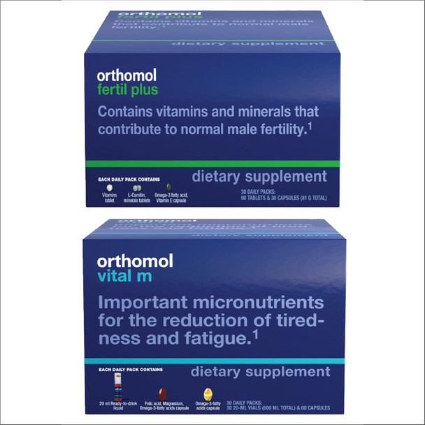 Orthomol Vital M Vials & Fertil Plus 30 Men's Multivitamins and Prenatal Supplements 30-Day Supply