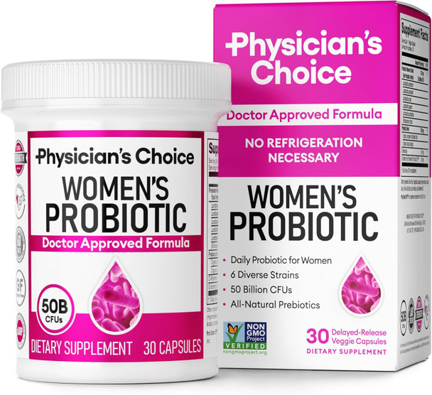 Physician'S Choice Probiotics for Women - PH Balance Digestive UT & Feminine Health - 50 Billion CFU - 6 Unique Strains for Women - Organic Prebiotics Cranberry Extract+ - Women Probiotic - 30 CT