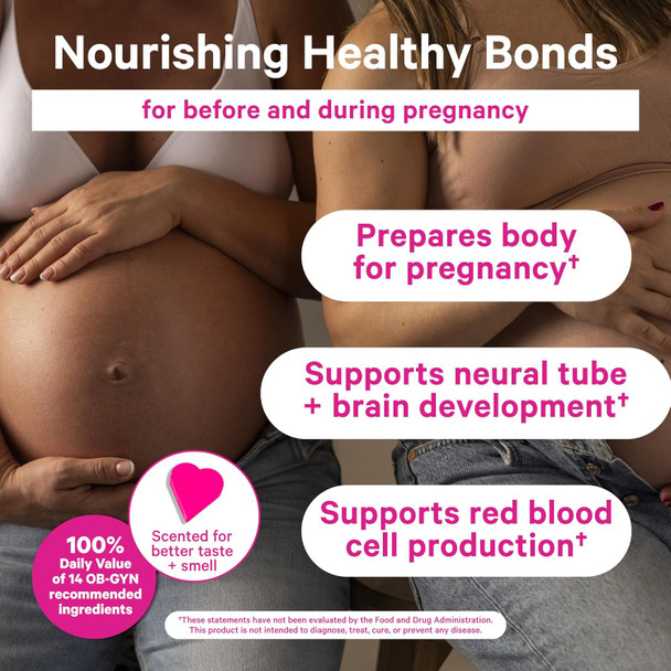 Pink Stork Total Prenatal Vitamins with DHA Folate Iron Choline and Vitamin B12 - Prenatals for Women to Support Fetal Development Pregnancy Must Haves - 60 Capsules 1 Month Supply