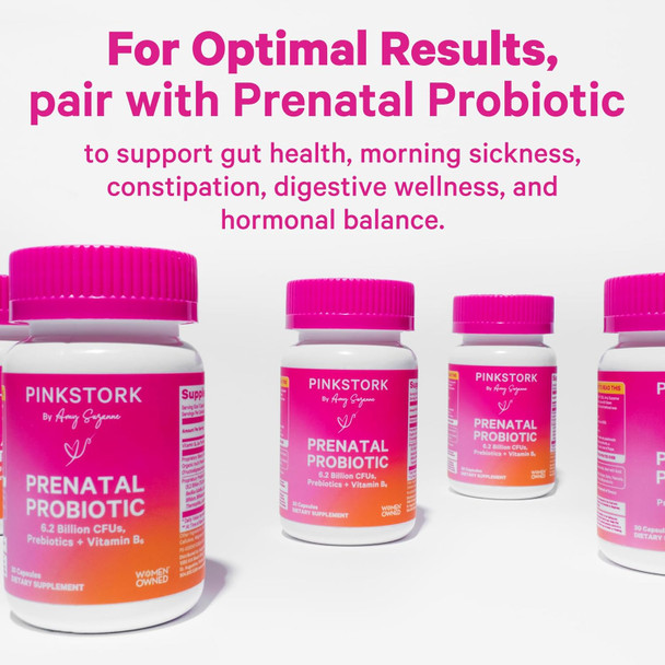 Pink Stork Total Prenatal Vitamins with DHA Folate Iron Choline and Vitamin B12 - Prenatals for Women to Support Fetal Development Pregnancy Must Haves - Mint Essence 60 Capsules 1 Month Supply