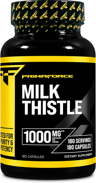 Primaforce Milk Thistle 180 Capsules 1000mg Equivalent - Gluten Non-GMO Dietary Supplement from 250mg of 4:1 Extract
