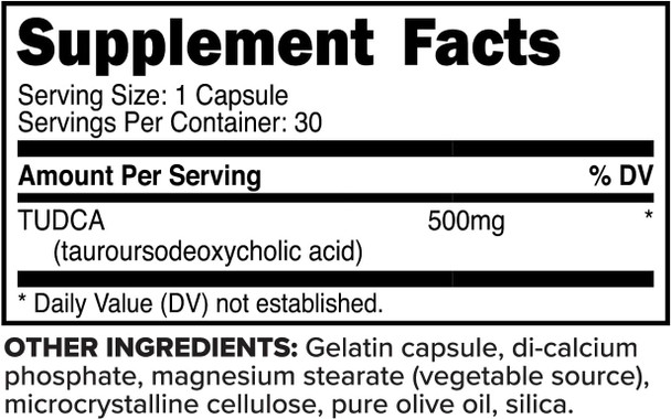 Primaforce TUDCA (Tauroursodeoxycholic Acid) 30 Servings 500mg Tudca Per Serving | Premium Quality Bile Salts - Gluten Non-GMO Supplement