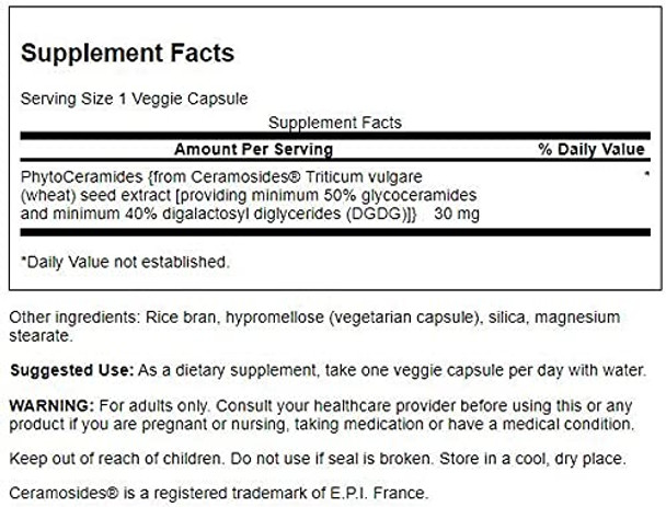 Swanson Advanced Phytoceramides 30 Milligrams 30 Veg Capsules
