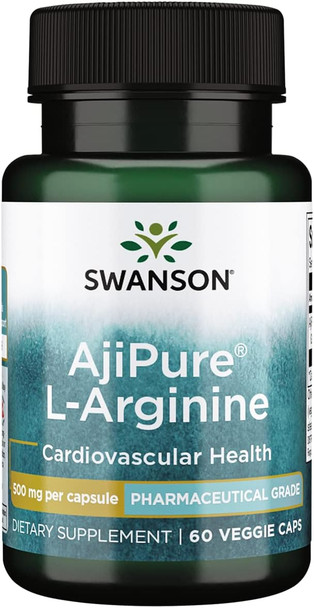 Swanson Amino Acid Ajipure L-Arginine Pharmaceutical Grade 500 Milligrams 60 Veg Capsules Swanson Amino Acid Ajipure L-Arginine Pharmaceutical Grade 500 Milligrams 60 Veg Capsules