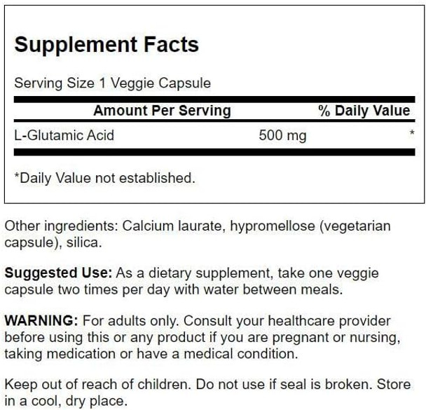 Swanson Amino Acid Glutamic Acid 500 Milligrams 60 Veg Capsules (Pack of 3)