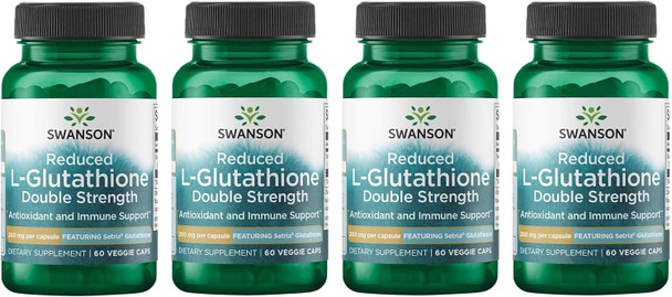 Swanson Amino Acid High Potency L-Glutathione 200 Milligrams 60 Veg Capsules (4 Pack)