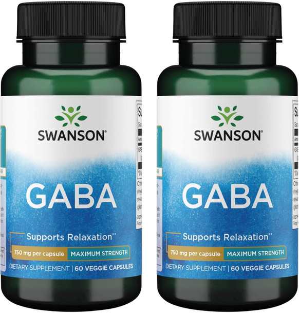 Swanson Amino Acid Maximum Strength GABA 750 Milligrams 60 Veg Capsules (2 Pack) Swanson Amino Acid Maximum Strength GABA 750 Milligrams 60 Veg Capsules (2 Pack)