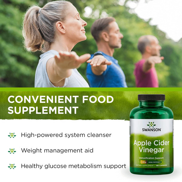 Swanson Apple Cider Vinegar Capsules - Supports Healthy Weight Loss & Digestive Health - Helps Support Metabolism and Maintain Glucose Profile - (180 Capsules 625mg Each) 2 Pack