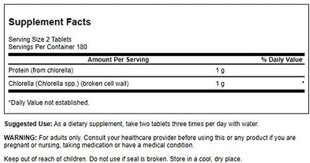 Swanson Broken Cell Wall Chlorella 500 mg 360 Tabs 2 Pack