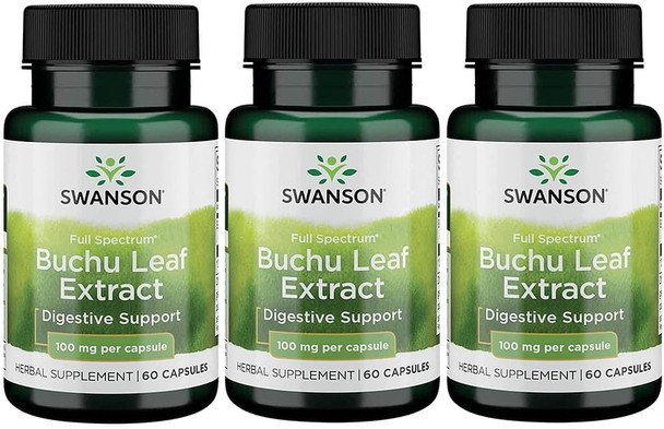 Swanson Buchu Leaf - 4:1 Extract - Herbal Supplement - (60 Capsules 100mg Each) 3 Pack