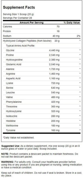 Swanson Collagen Peptides Unflavored 19.75 oz Pwdr