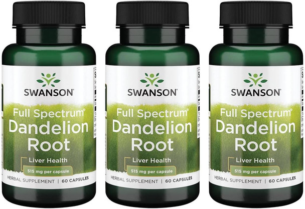 Swanson Dandelion Root 515 Milligrams 60 Capsules (3 Pack)