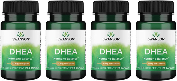 Swanson DHEA - Natural Supplement - Hormone Balance - (120 Capsules 10mg Each) 4 Pack
