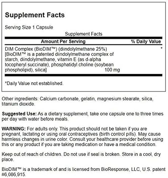 Swanson Dim Complex (Diindolylmethane) 100 Milligrams 30 Capsules (2 Pack)