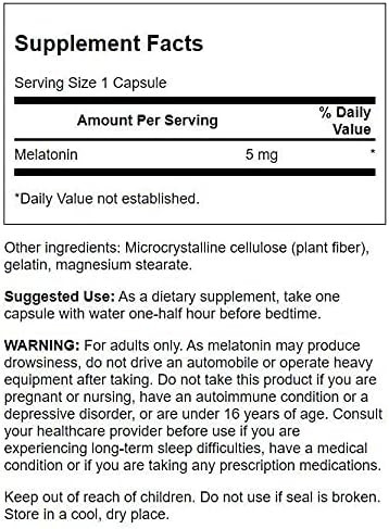Swanson Extra Strength Melatonin 5mg 60 Capsules