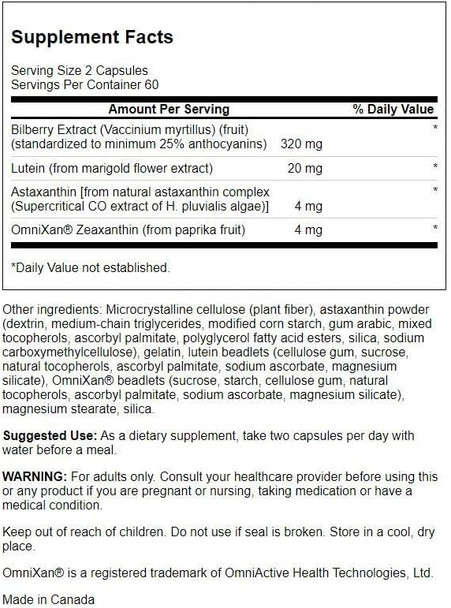 Swanson Eyesalive Vision Nutrition 120 Capsules