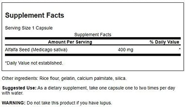 Swanson Full Spectrum Alfalfa Seed 400 Milligrams 60 Capsules