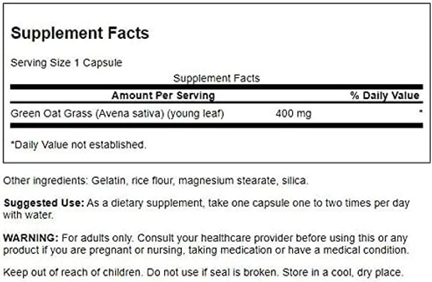 Swanson Full Spectrum Avena Sativa (Green Oat Grass) - Herbal Supplement Promoting Nervous System Health - Natural Formula Supporting Overall Wellness - (60 Capsules 400mg Each) 3 Pack