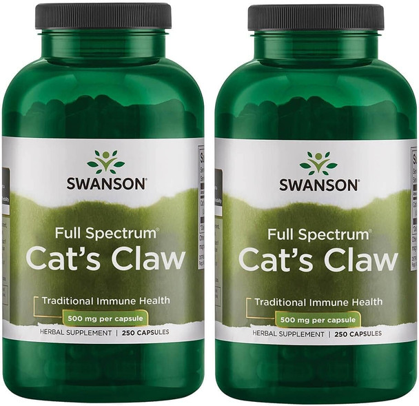 Swanson Full Spectrum Cat's Claw - Antioxidant Support - Movement & Flexibility Support 500 mg 250 Capsules (2 Pack)