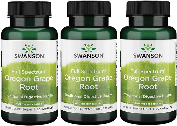 Swanson Full Spectrum Oregon-Grape Root 400 Milligrams 60 Capsules (3 Pack)